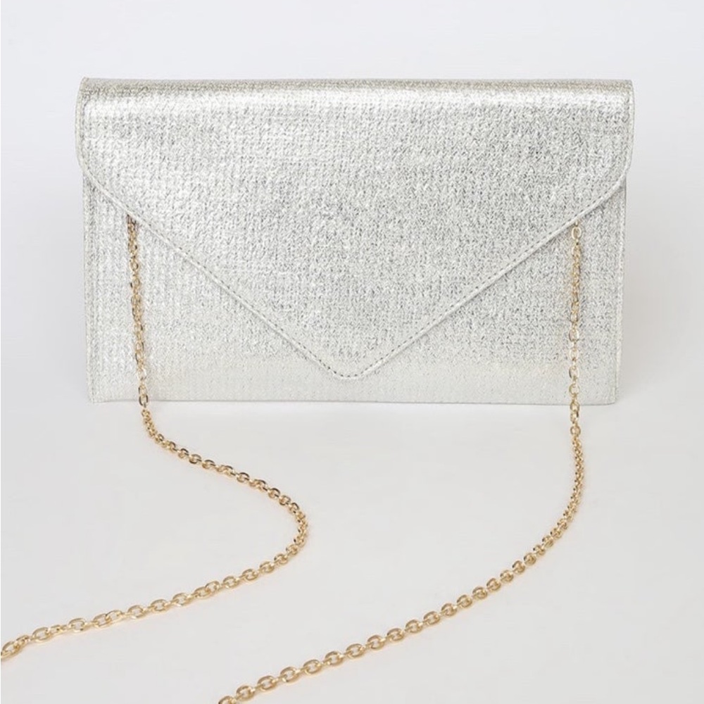 NWT - Metallic Silver Envelope Clutch from Lulu’s